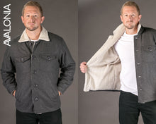 Grey Wool Mens Winter Jacket Shearling Lining