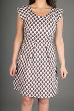 Cap Sleeve Cotton Dress White Geometric Print