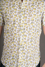 Lemon Print Cotton Slim Fit Mens Shirt Short Sleeve