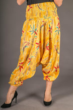 Yellow Floral Chilli Print Cotton Harem Yoga Jumpsuit Pants