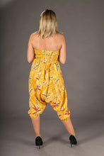 Yellow Floral Chilli Print Cotton Harem Yoga Jumpsuit Pants